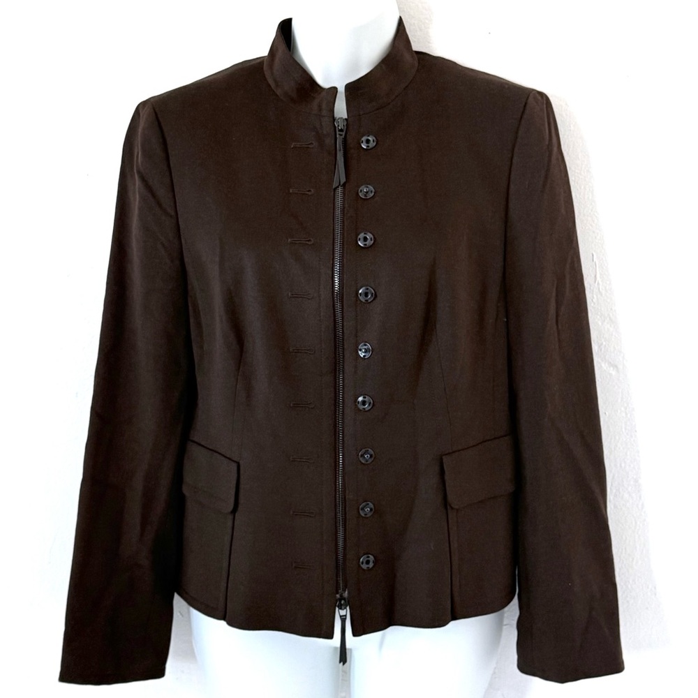 Akris Punto Wool Angora Brown Zip Front Blazer